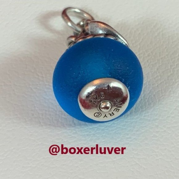 James Avery RETIRE RARE Sterling Silver Anchor Dark Blue Glass Finial Charm - Picture 4 of 5